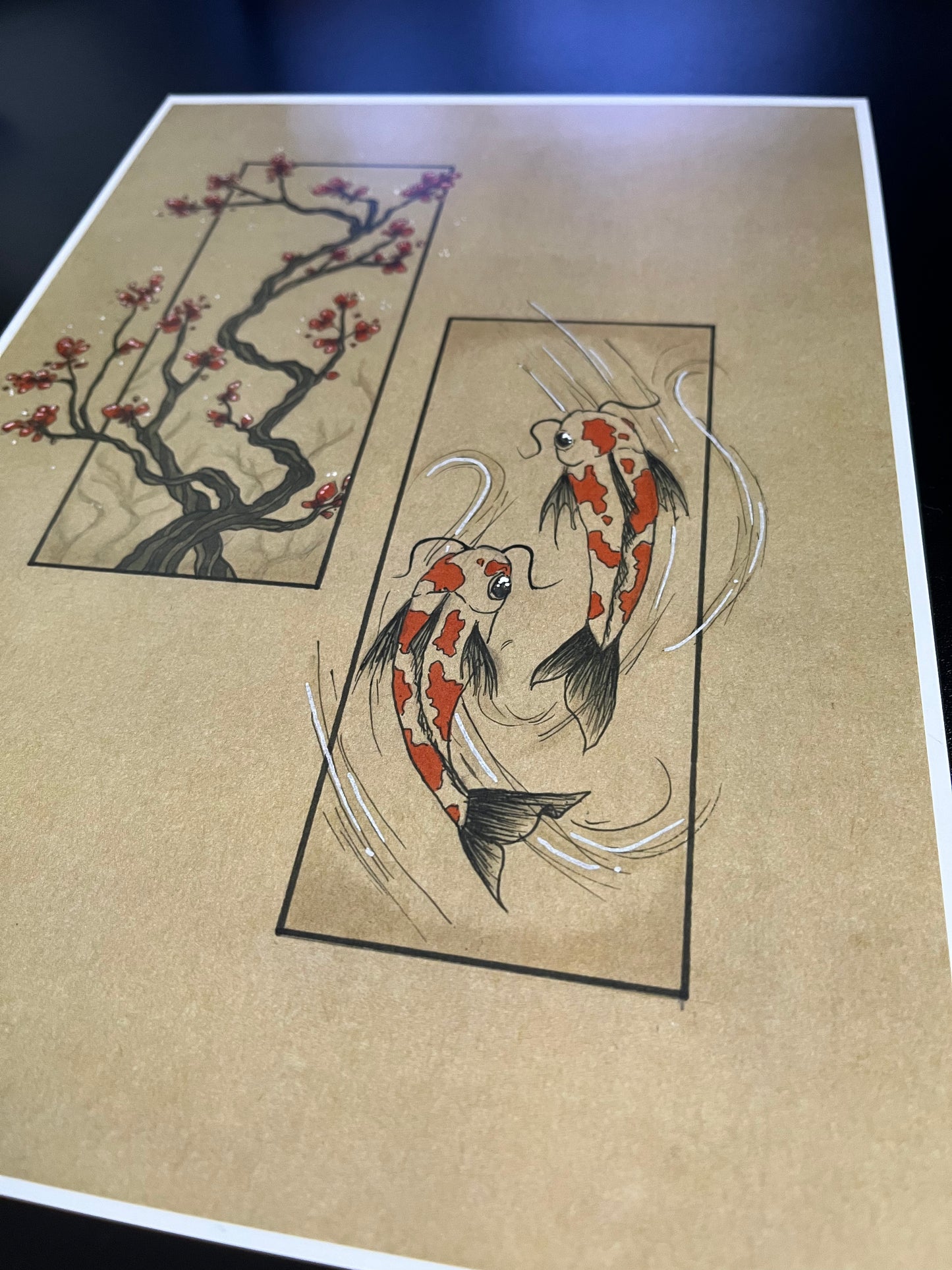 Silk Posters - Japanese Cherry Blossom/Koi Artwork