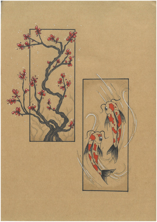 Cherry Blossom/Koi Japanese Artwork
