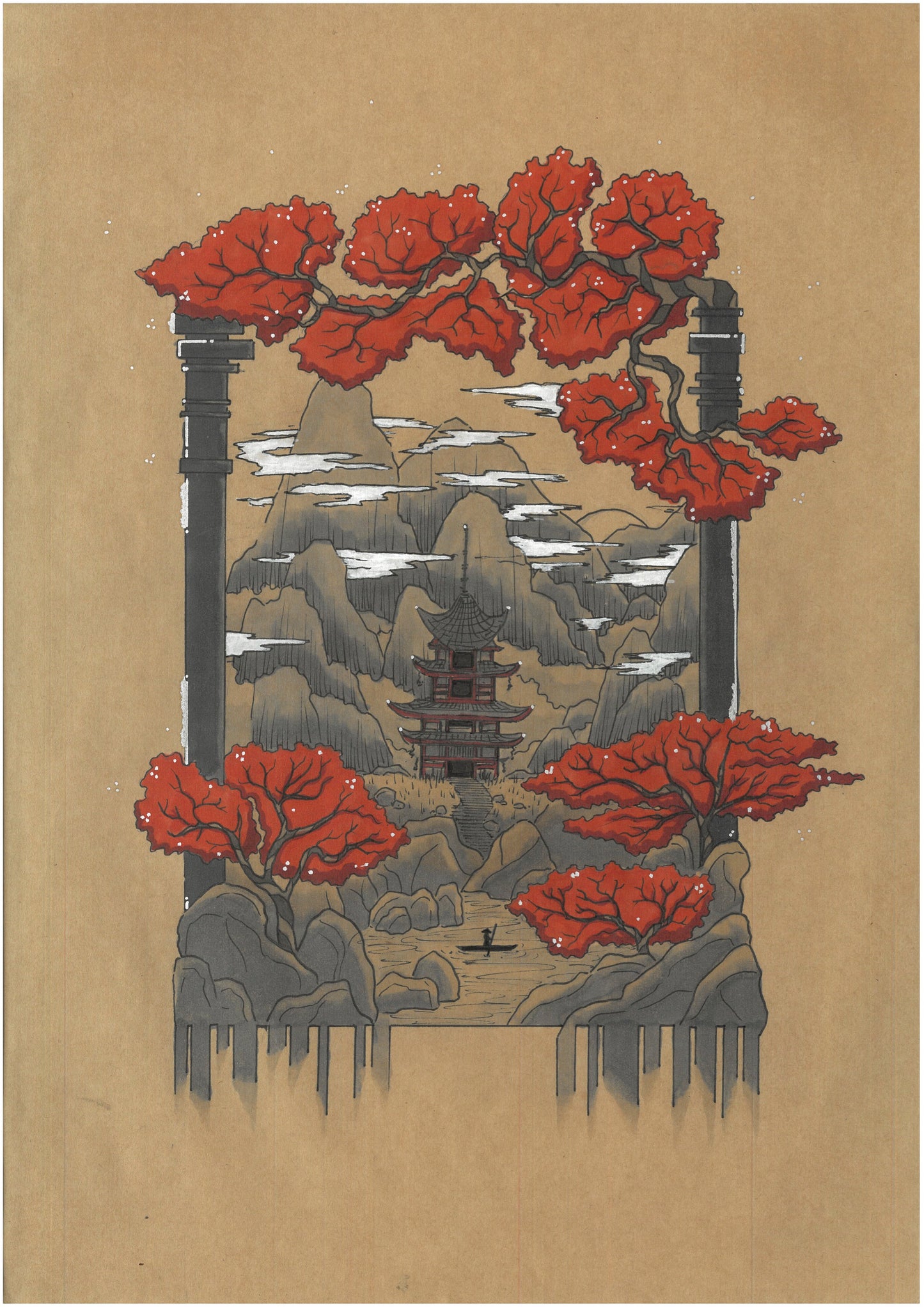 Silk Poster - Pagoda